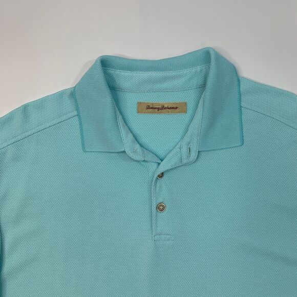 Vintage Tommy Bahama Polo Shirt Mens XL Extra Large Robins Egg Blue Modal Blend - Picture 3 of 10